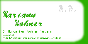 mariann wohner business card
